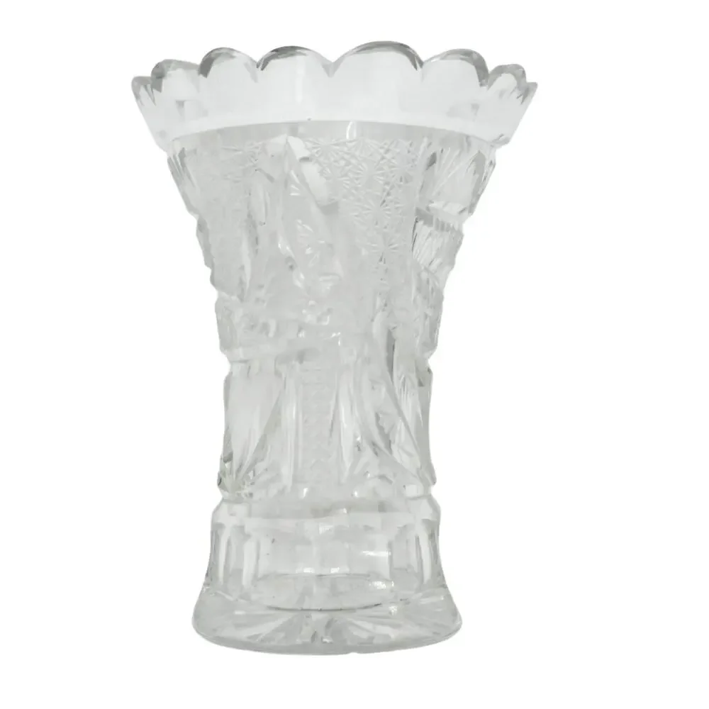 Antique ABP McKee Glass Innovation Corset Vase Cut Floral EAPG 5.5
